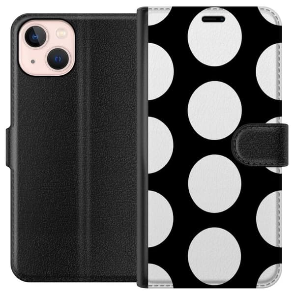 Kompatibelt Lommeboketui til Apple iPhone 13 mini Mono-prikker svart