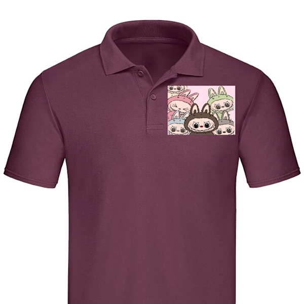 Piké för Vuxen | Elegant Pikétröja Labubu Classics Vinröd Large
