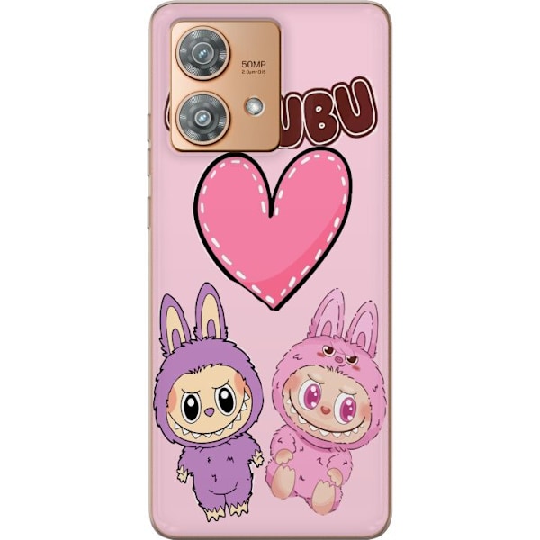 Motorola Edge 40 Neo Gennemsigtig cover Labubu Pink Monster