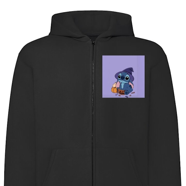 Zip-Hoodie | Hættetrøje med Lynlås til Voksne Stitch heks sort XL