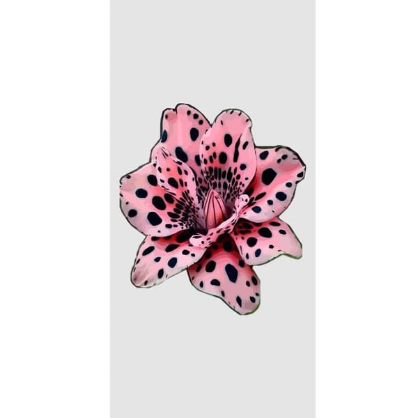 Kompatibel Tegnebogsetui til Apple iPhone 13 Pro Lyserød blomst med dekorative sorte pletter og mørke detaljer på lys baggrund pink