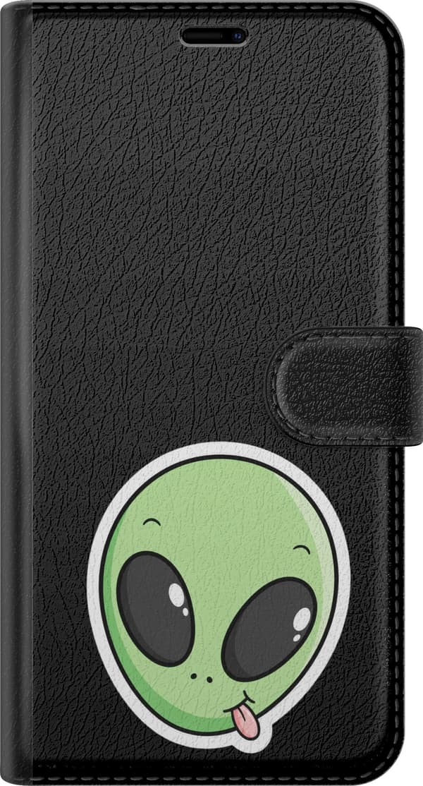 Yhteensopiva Lompakkokotelo Google Pixel 9 Kiusoitteleva alien - Vihreä kuva, jossa alien näyttää kieltä. vihreä