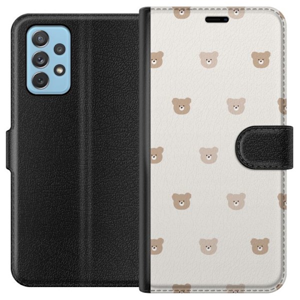 Samsung Galaxy A72 5G Tegnebogsetui Teddybaggrund - søde tedd