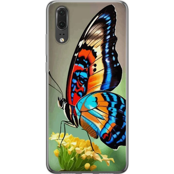Huawei P20 Genomskinligt Skal Fjäril Natur Sommar Motiv Vingar Färgstark Design Populär Dekor Grafiskt Exotiskt Tema