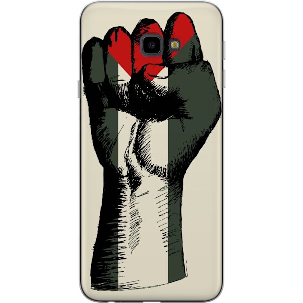 Samsung Galaxy J4+ Genomskinligt Skal Hand knuten i Palestinas färger – kraftfull symbol för frihetsrörelsen