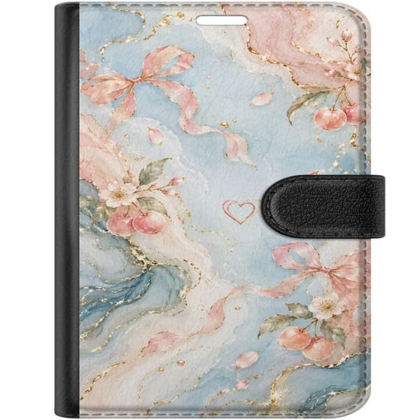 Kompatibelt Plånboksfodral till Apple iPhone Duo Blomstermarmor blå