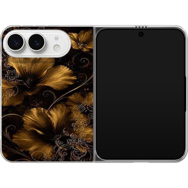 Kompatibelt Mobildeksel til Apple iPhone Duo Gylden Noir-blomstring svart