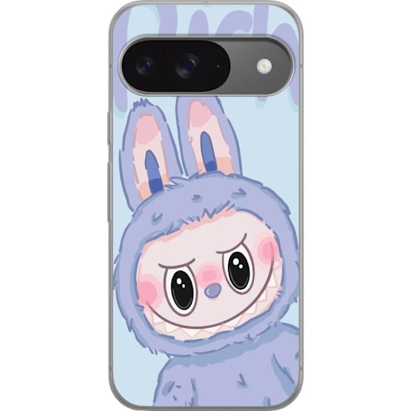 Google Pixel 9 Pro Genomskinligt Skal Blue Bunny Labubu