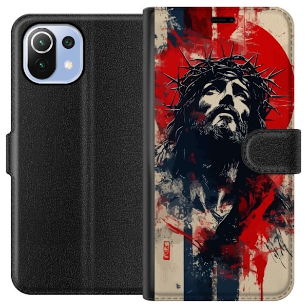 Xiaomi Mi 11 Lite Lompakkokotelo Jeesus ristillä - kristillinen aihe vahvalla symboliikalla uskosta ja toivosta
