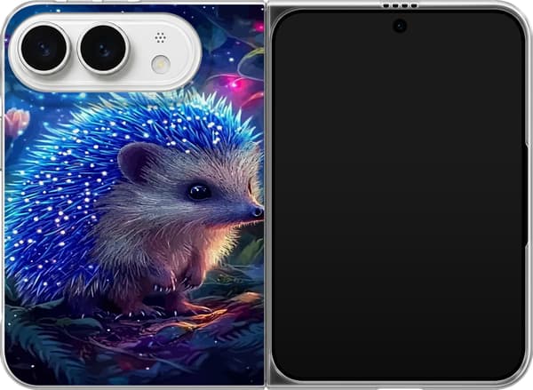 Kompatibelt Mobildeksel til Apple iPhone Duo Pinnsvin med blålysende pigger blant planter og stjernelignende lyspunkter blå