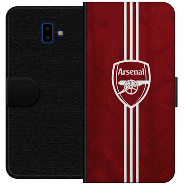 Samsung Galaxy J6+ Lompakkokotelo Arsenal Emblem Jalkapallo Premier League Seuravaakuna Punainen Valkoinen Ikoninen Fanit Lontoo Urheilu Motiivi