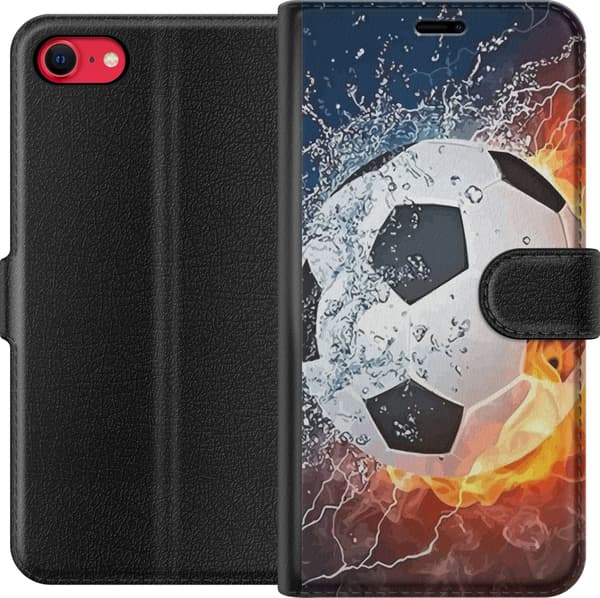 Kompatibelt Plånboksfodral till Apple iPhone SE (2020) Fotboll Eld