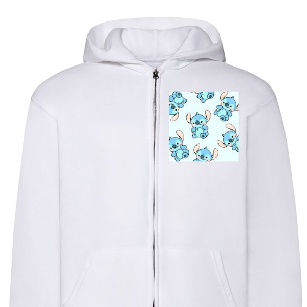 Zip-Hoodie | Hættetrøje med Lynlås til Voksne Sting mønste hvid M