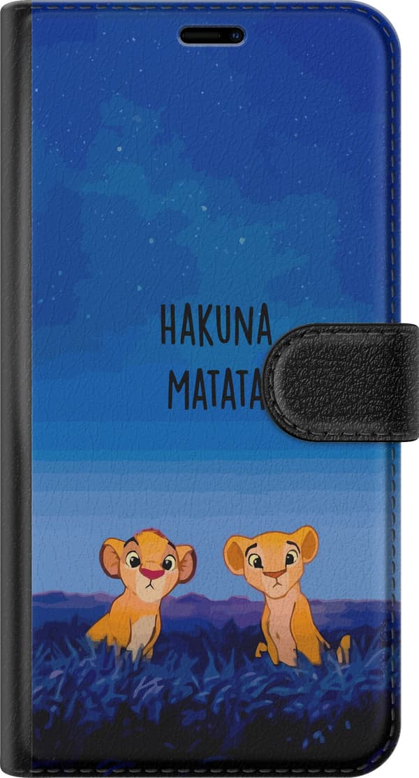 Kompatibelt Plånboksfodral till OnePlus Nord CE6 Tecknade lejonungar under blå stjärnhimmel med Hakuna Matata-text blå