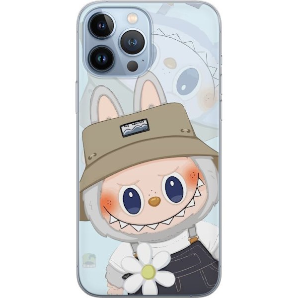 Apple iPhone 13 Pro Max Genomskinligt Skal Labubu med hatt – Pop Mart-figur Mr. Butcher i retro stil med karaktär