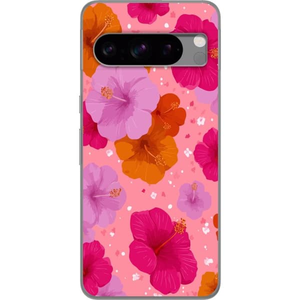 Kompatibelt Mobilskal till Google Pixel 8 Pro Pink Hibiscus Tropical Flower Pattern