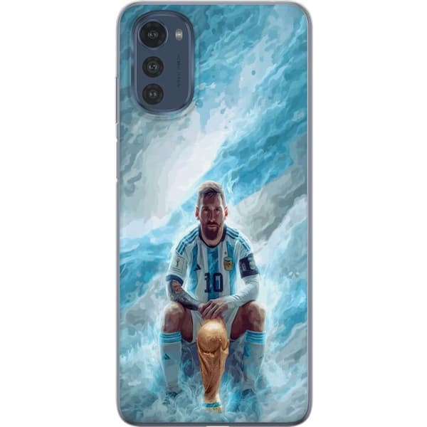 Kompatibelt Mobildeksel til Motorola Moto E32s Lionel Messi Världsmästare blå