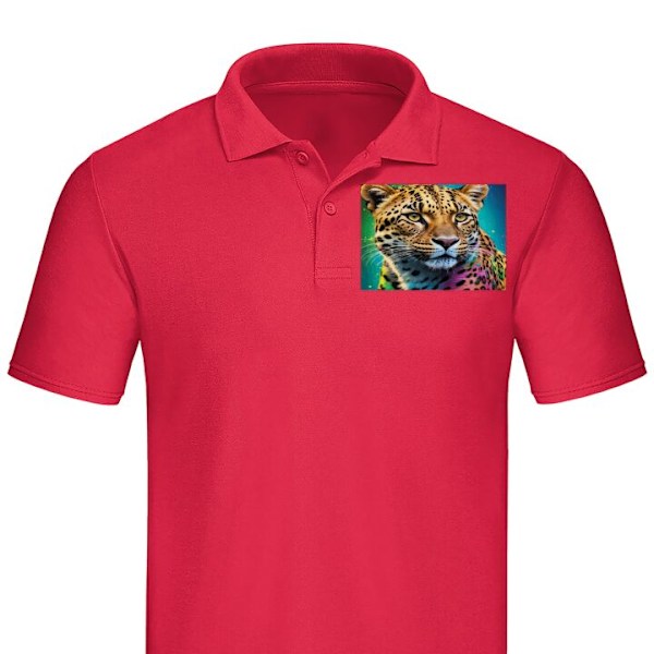 Poloshirt til Voksen | Elegant Poloshirt Leopard Rød XX-Large