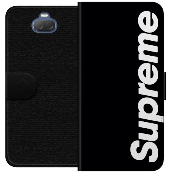 Sony Xperia 10 Plus Tegnebogsetui Supreme Sort Hvid Streetwear Design Klassisk Modeikon Trend Urban Stil Grafiskt Motiv Populær