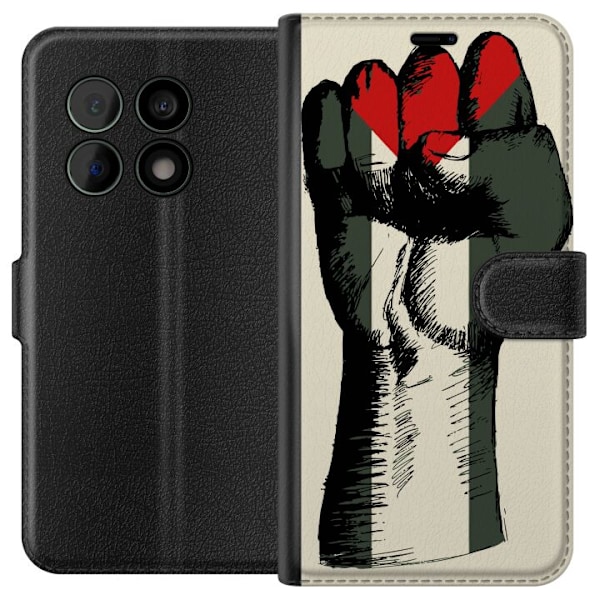 OnePlus 10 Pro Tegnebogsetui Hånd bundet i Palæstinas farver