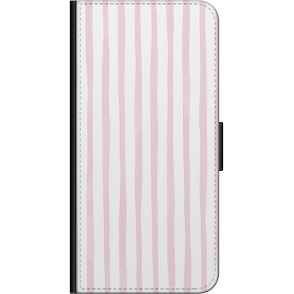 Kompatibel Tegnebogsetui til Huawei nova 8 Pro Lyserøde og hvide håndtegnede lodrette striber, minimalistisk stribet mønster med lyst design pink