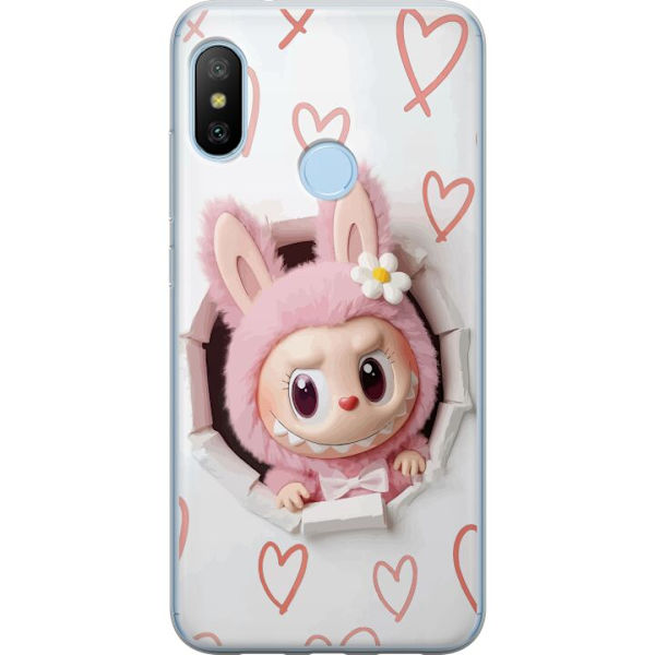 Xiaomi Mi A2 Lite Läpinäkyvä kuori Labubu Sydän Taustakuva Pop Mart Rakkausteema Hahmodesign Suosittu Motiivi Keräilytaideteossarja
