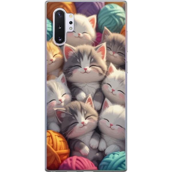 Kompatibelt Mobilskal till Samsung Galaxy Note10+ Sovande kattungar beige