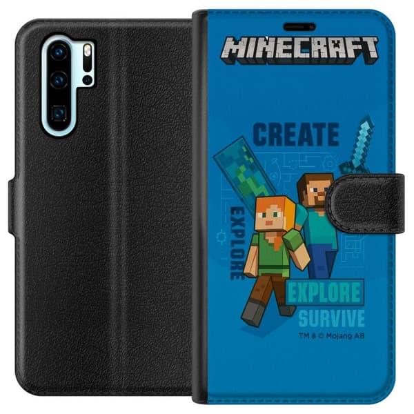 Kompatibelt Lommeboketui til Huawei P30 Pro Minecraft Grotter