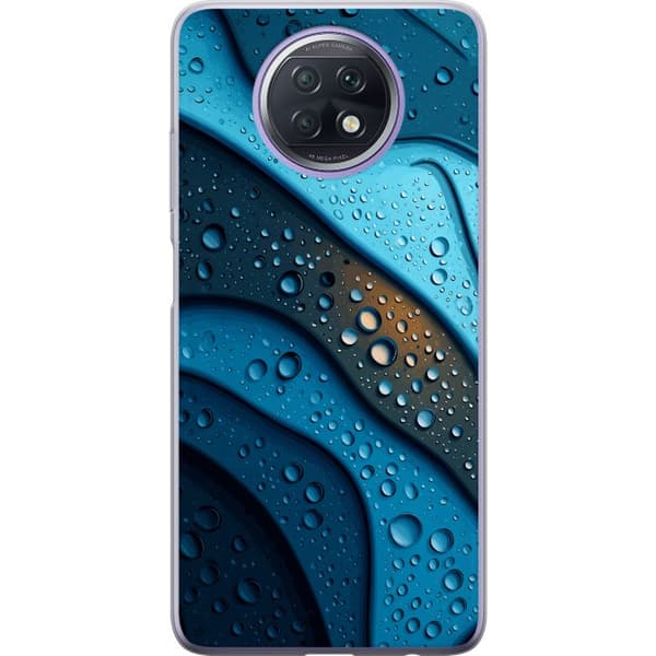 Kompatibelt Mobildeksel til Xiaomi Redmi Note 9T Blå abstrakte bølger med glitrende vanndråper i moderne grafisk design blå