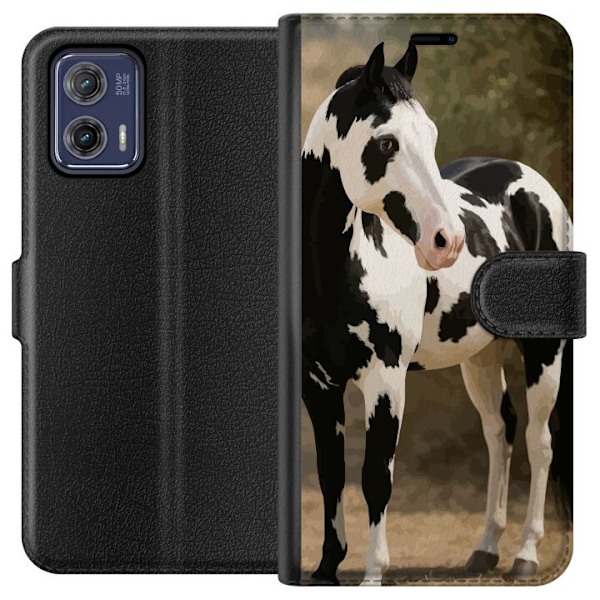 Motorola Moto G73 Tegnebogsetui Smuk Hest - elegant illustration af hestemotiv