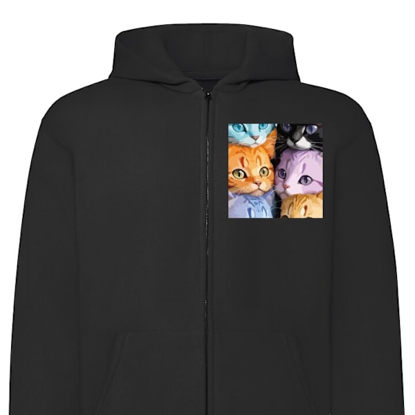 Zip-Hoodie | Hættetrøje med Lynlås til Voksne Farverige Kat