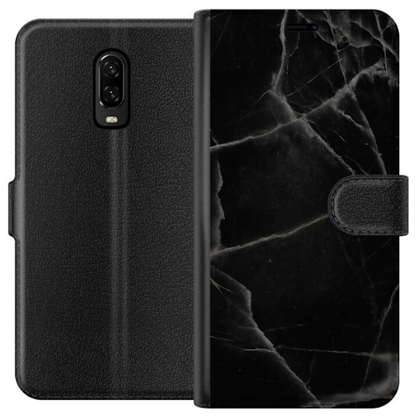 OnePlus 6T Tegnebogsetui Sort marmor