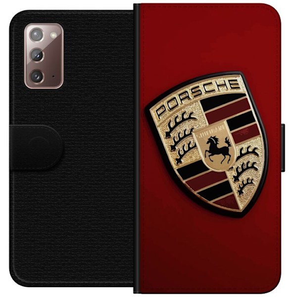 Samsung Galaxy Note20 Tegnebogsetui Mobil etui med stilfuld Porce-logo i sort og hvid