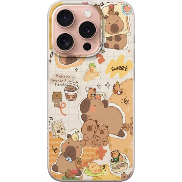 Apple iPhone 16 Pro Läpinäkyvä kuori Kawaii capybara mobilskal med gulliga djurmotiv