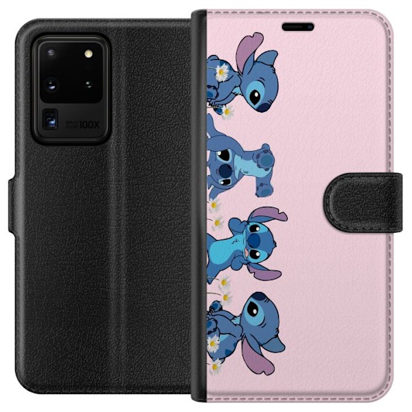 Samsung Galaxy S20 Ultra Plånboksfodral Stitch Skratt & Bus – Perfekt för Mobilskal eller Poster