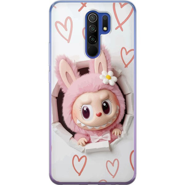 Xiaomi Redmi 9 Läpinäkyvä kuori Labubu Sydän Taustakuva Pop Mart Rakkausteema Hahmodesign Suosittu Motiivi Keräilytaideteossarja
