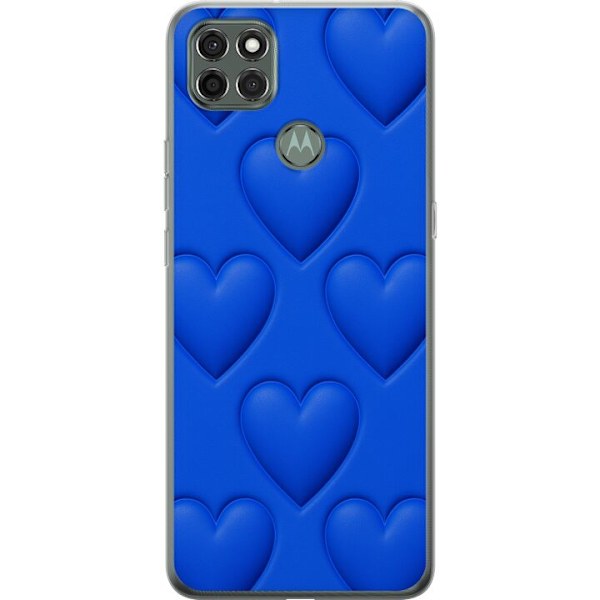Motorola Moto G9 Power Gennemsigtig cover Blå Hjerter