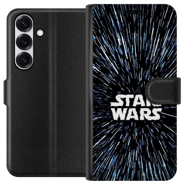 Kompatibel Tegnebogsetui til Samsung Galaxy S26 Star Wars-logo med hyperspace-stjerner i ikonisk sci-fi-design sort