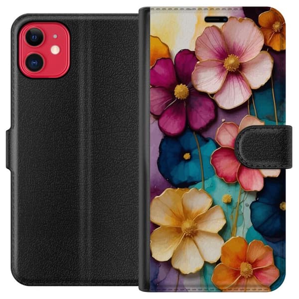 Kompatibel Tegnebogsetui til Apple iPhone 11 Blomster Farver