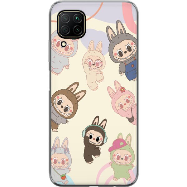 Huawei P40 lite Genomskinligt Skal Labubu Pop Mart Kollektion Motiv Figur Samling Design Populärt Art Toy Pop Mart Kreativ Grafiskt