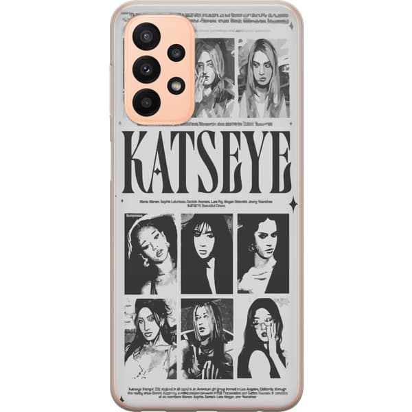 Kompatibelt Mobildeksel til Samsung Galaxy A23 KATSEYE svartvit poster grå