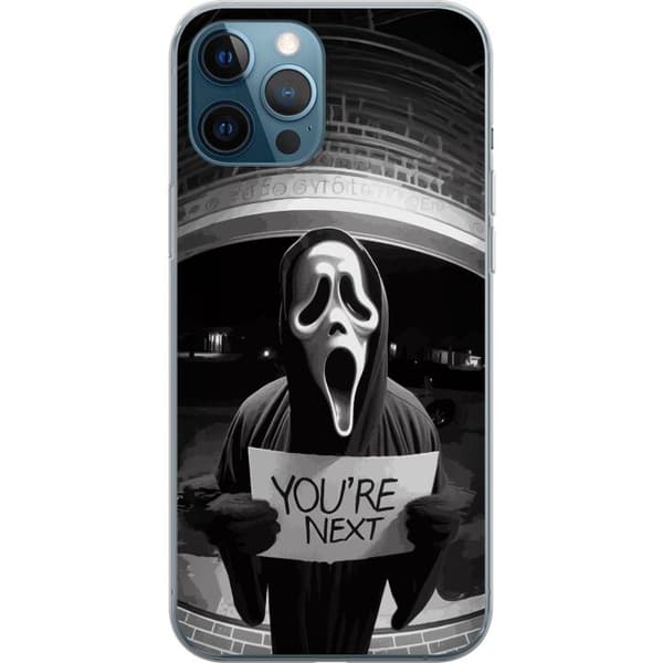 Kompatibel Mobilcover til Apple iPhone 12 Pro Skräckfigur med You're Next-text sort