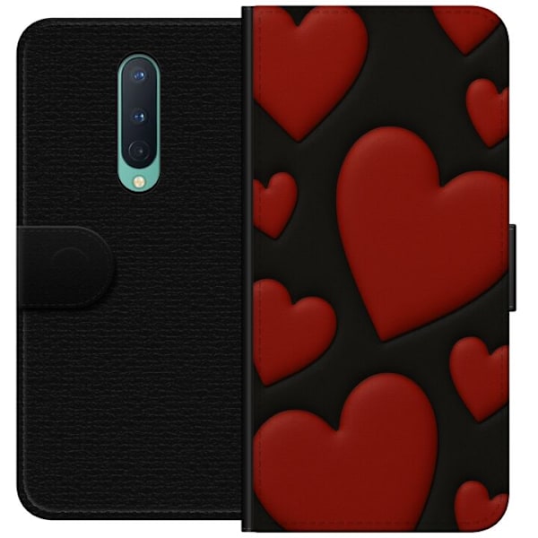 OnePlus 8 Lompakkokotelo Punaiset Samettisydämet