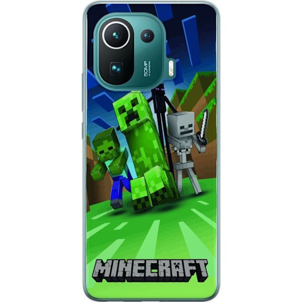 Xiaomi Mi 11 Pro Genomskinligt Skal Minecraft Creeper mobilskal i klassisk grön pixelstil