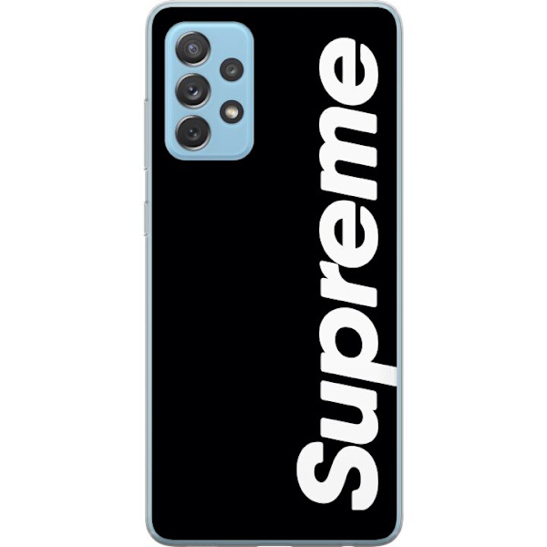 Samsung Galaxy A52 5G Genomskinligt Skal Supreme Svart Vit Streetwear Design Klassisk Modeikon Trend Urban Stil Grafiskt Motiv Populär