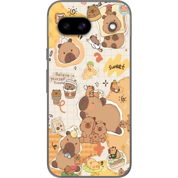 Google Pixel 8a Läpinäkyvä kuori Kawaii capybara mobilskal med gulliga djurmotiv