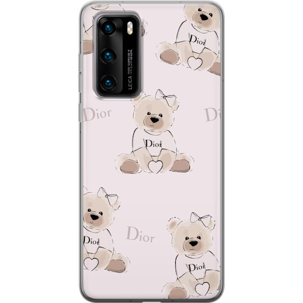 Huawei P40 Gennemsigtig cover Teddy Dior Vibes - luksuriøs bamse i modetil