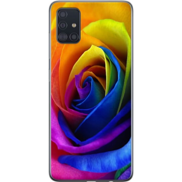 Samsung Galaxy A51 Cover / Mobilcover - Regnbue Rose