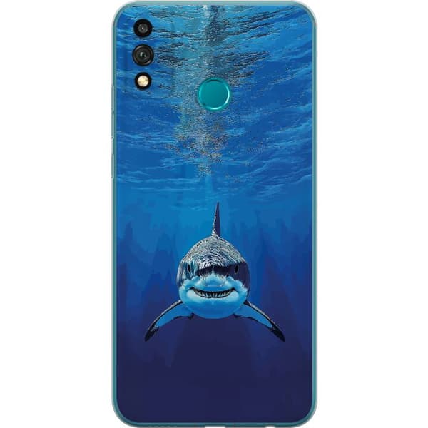 Kompatibelt Mobilskal till Honor 9X Lite Närbild av en vithaj under vattnet blå