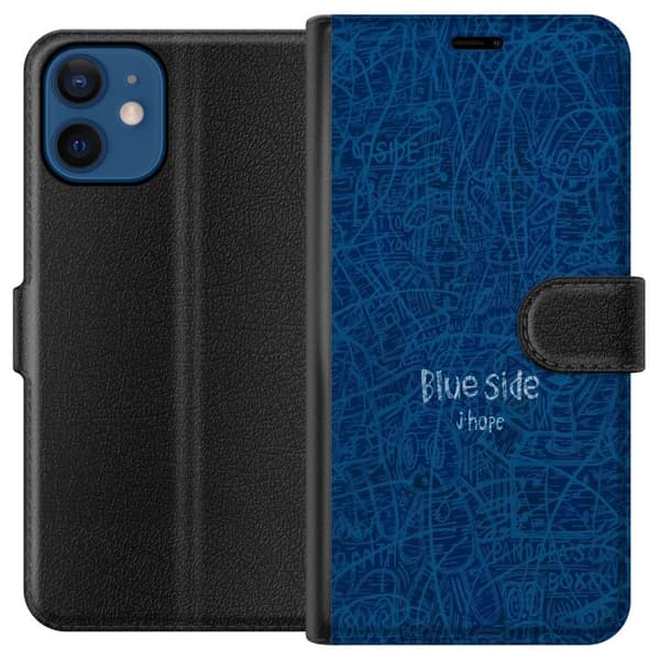 Kompatibelt Plånboksfodral till Apple iPhone 12 Blue Side klotter blå